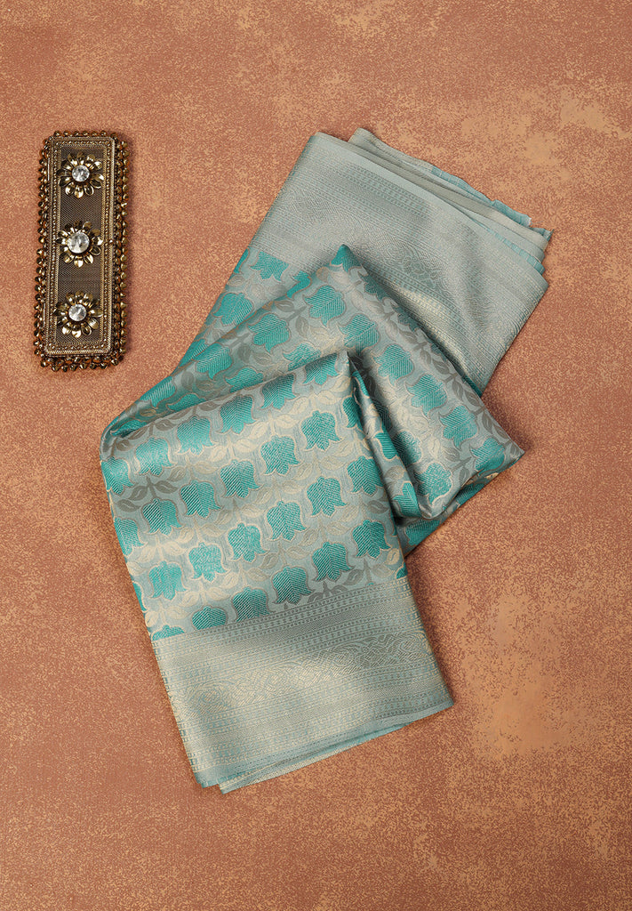Firozi Banarsi Silk Saree for Women