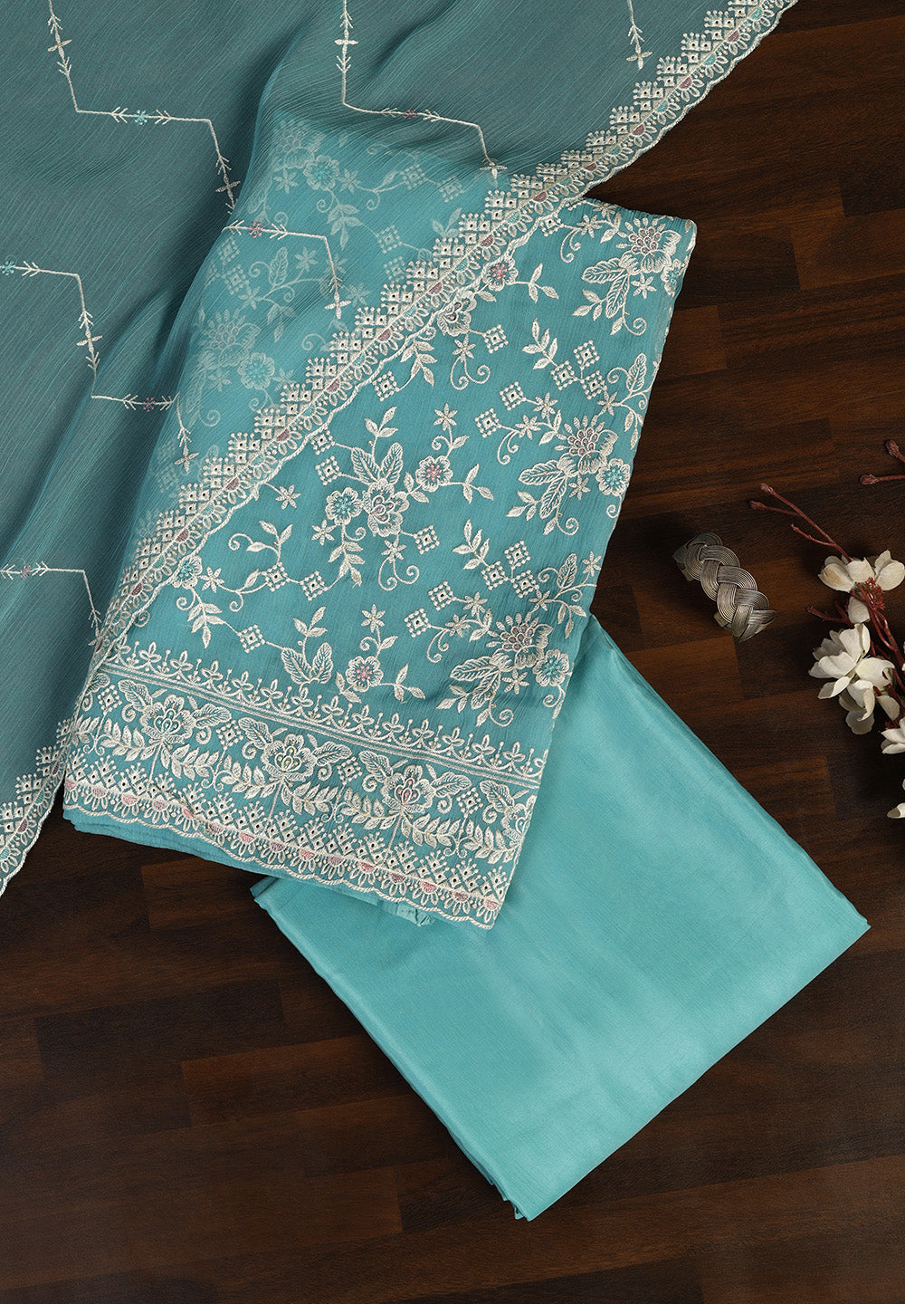 Shimmer Georgette Fabric Unstitched Suit