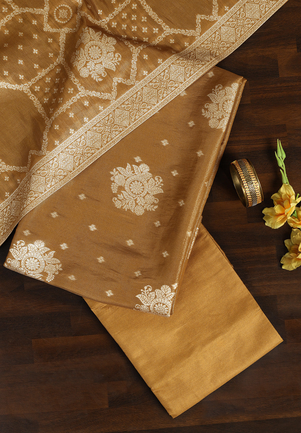 Banarasi Zari Work Suit with Art Silk Dupatta