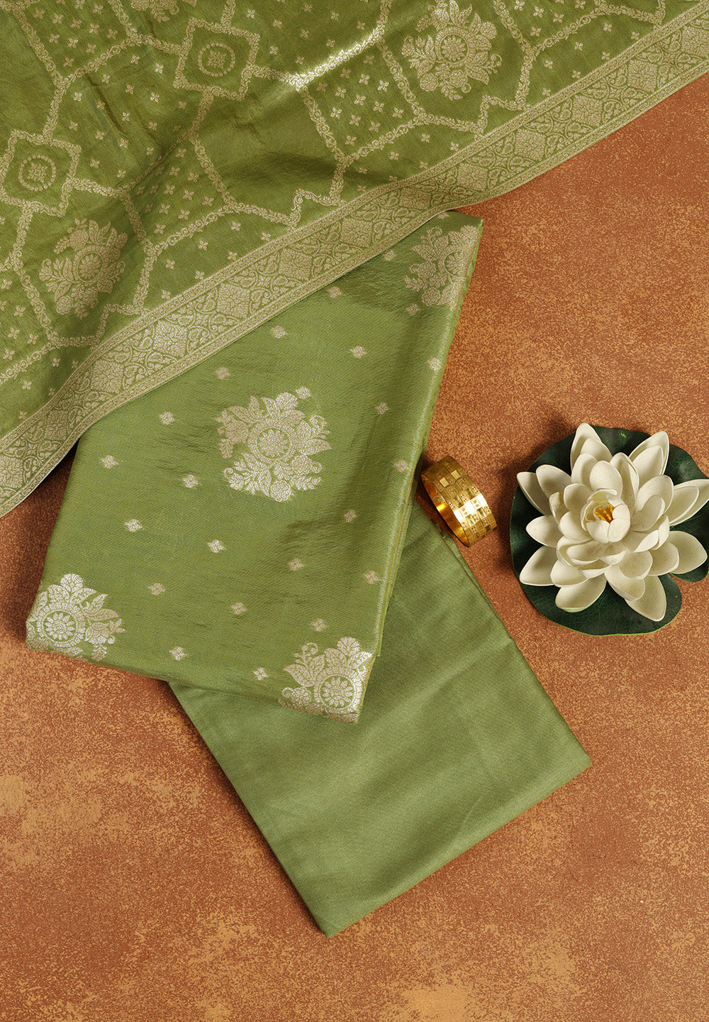 Banarasi Zari Work Suit with Art Silk Dupatta