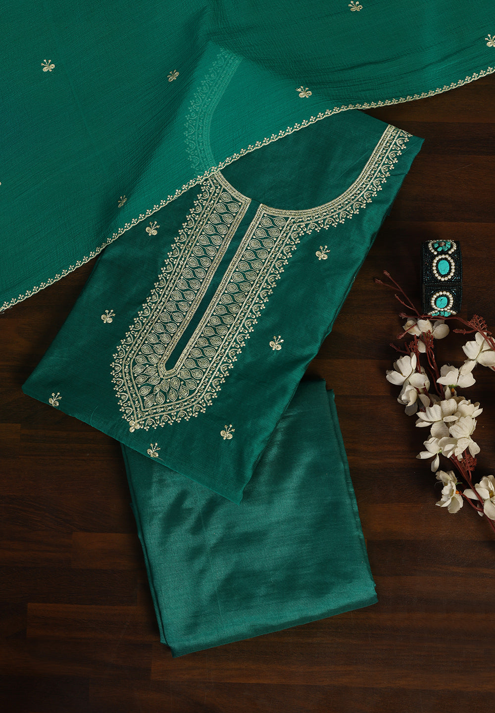 Chanderi Unstitched Suit Set