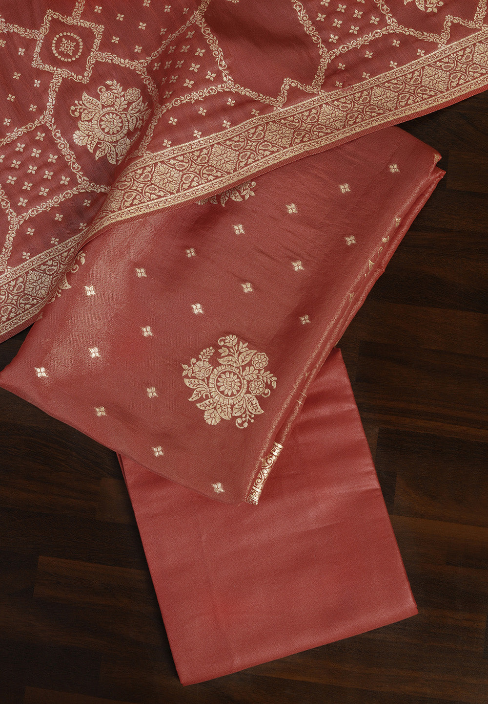 Banarasi Zari Work Suit with Art Silk Dupatta