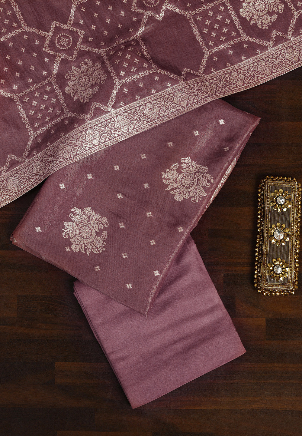 Banarasi Zari Work Suit with Art Silk Dupatta