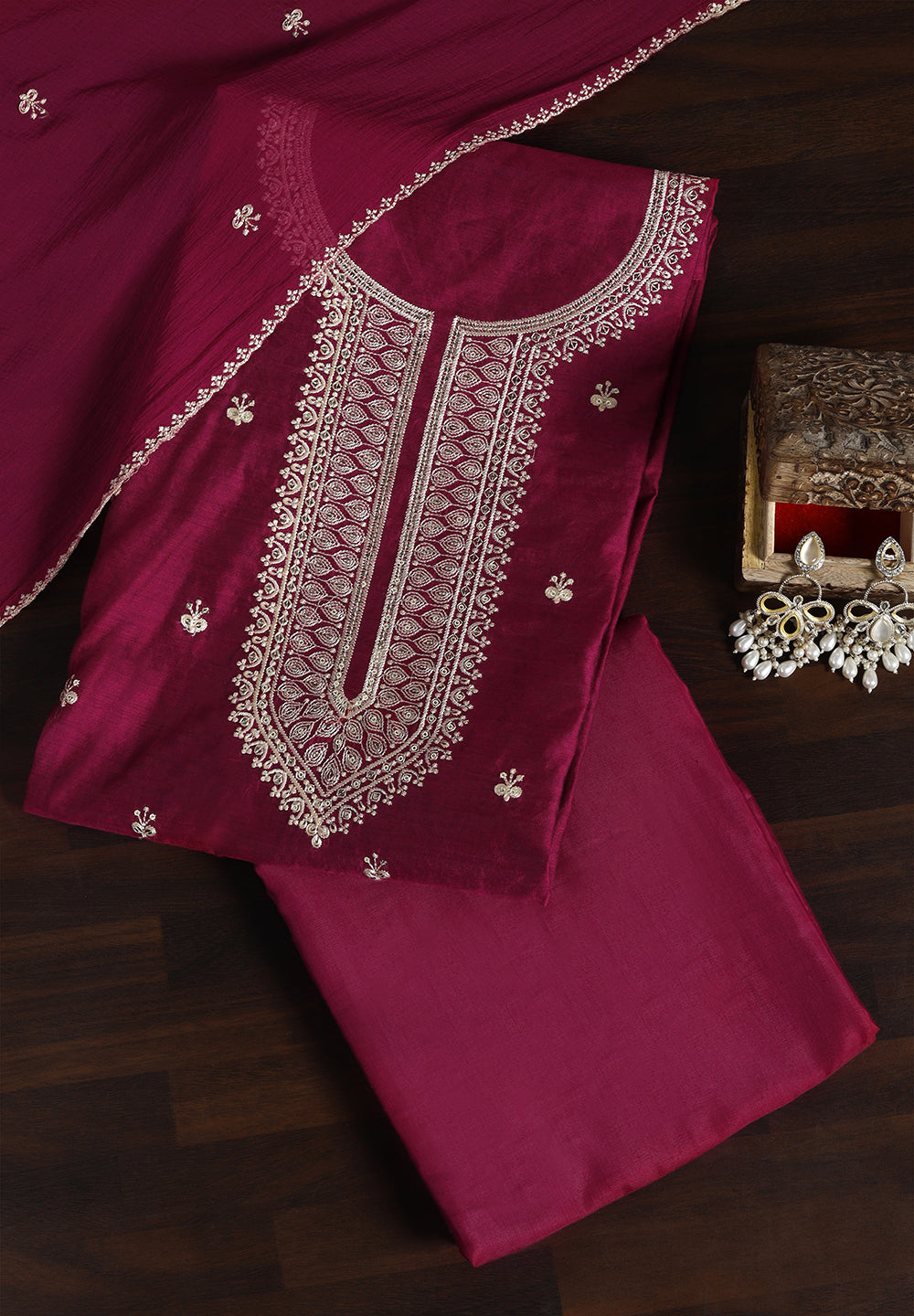 Chanderi Unstitched Suit Set