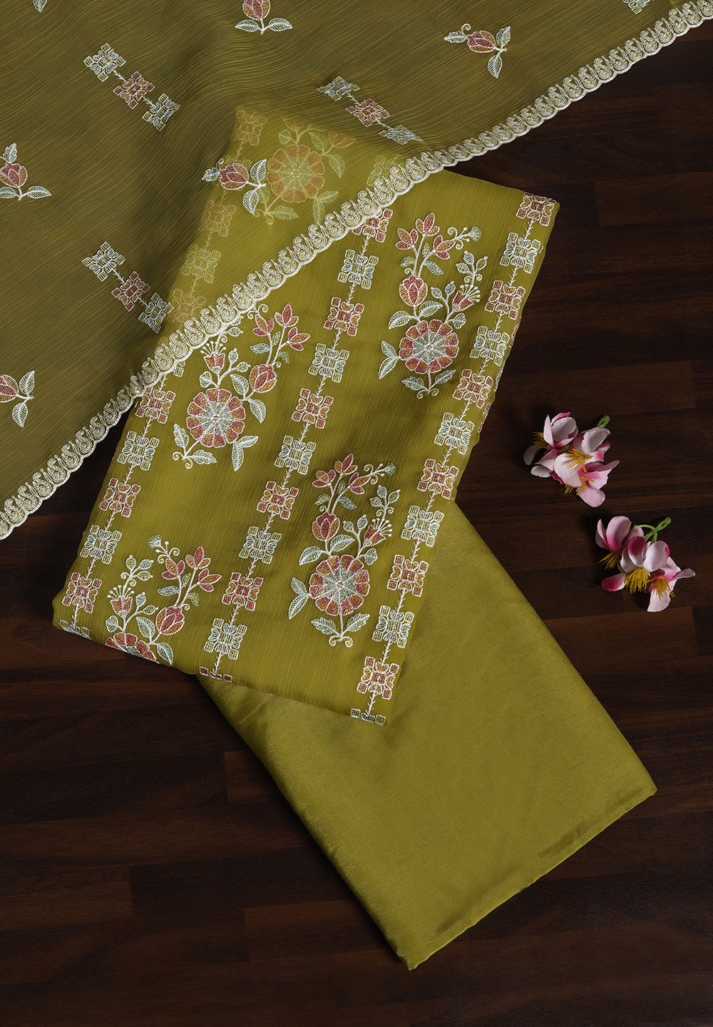 Chiffon Fabric Unstitched Suit