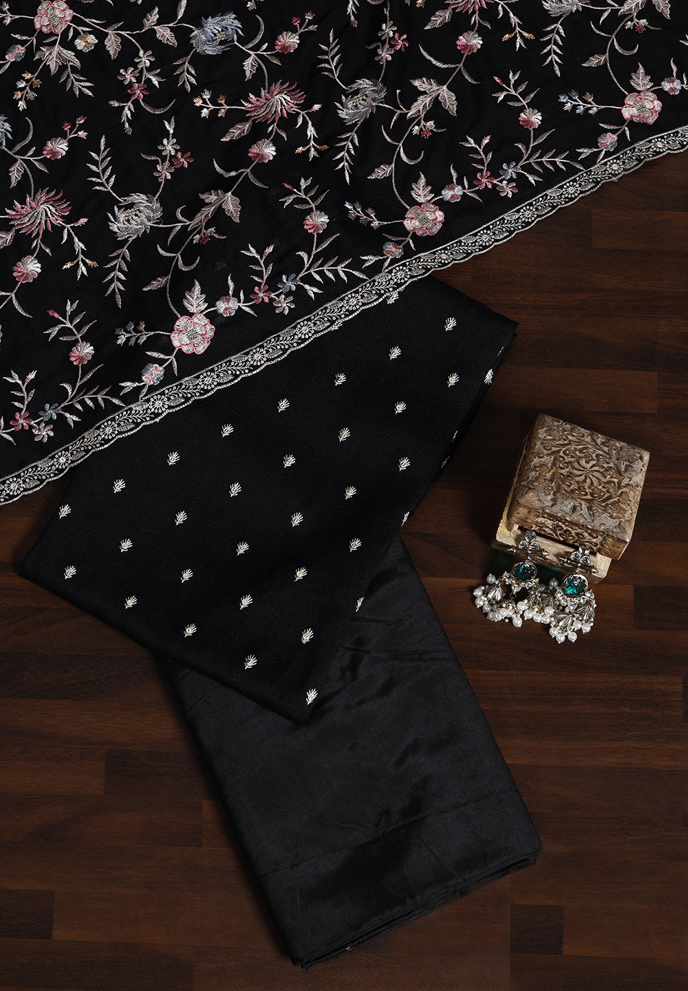 Viscos Georgette Unstitched Suit with Fine Resham Work