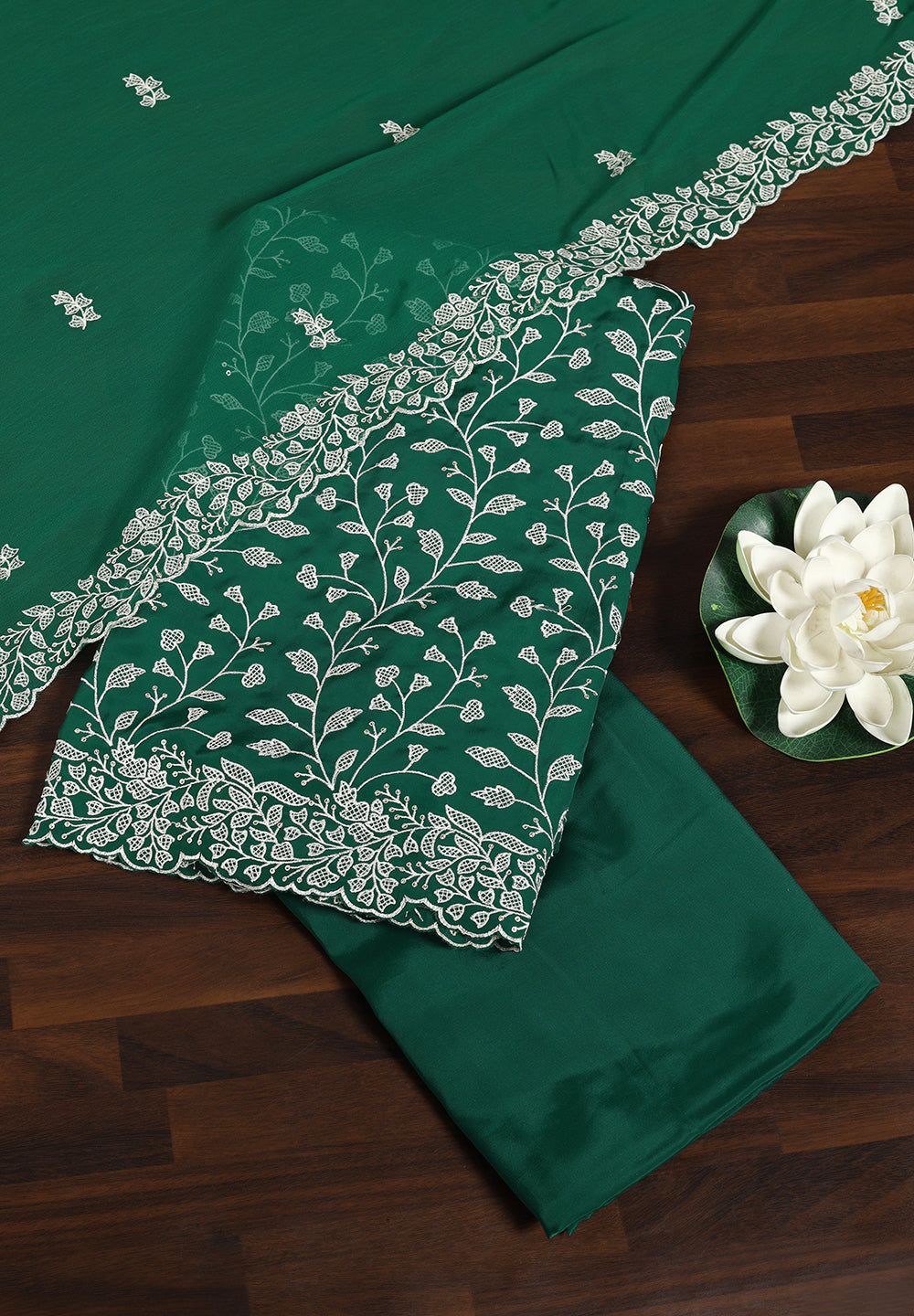 Grace in Every Stitch Crepe Unstitched Suit with Fine Resham Work