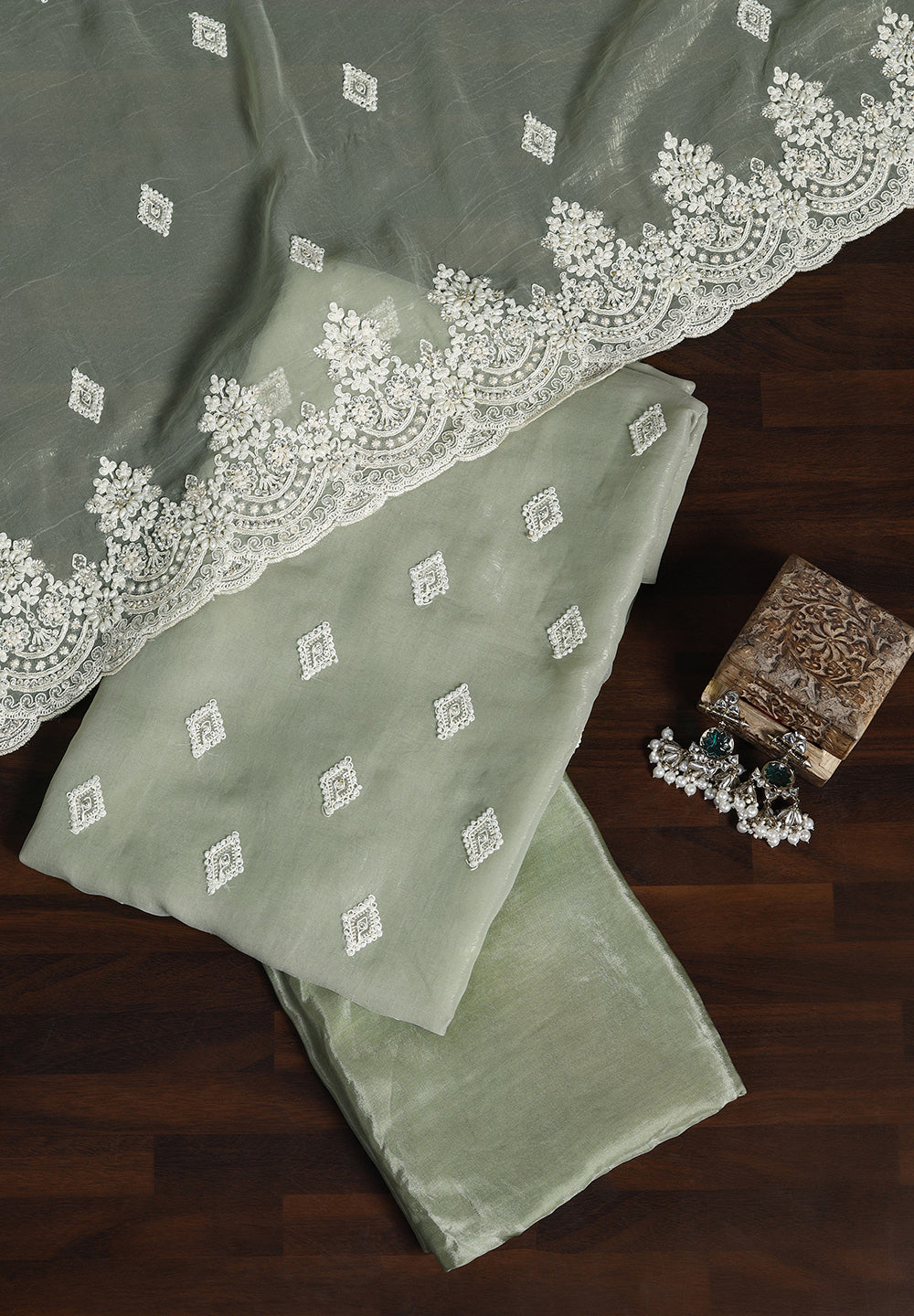 Chiffon Fabric Unstitched Suit