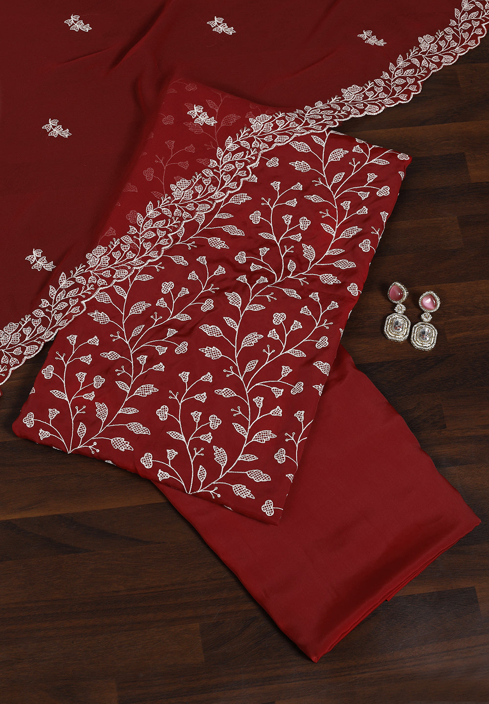 Grace in Every Stitch Crepe Unstitched Suit with Fine Resham Work
