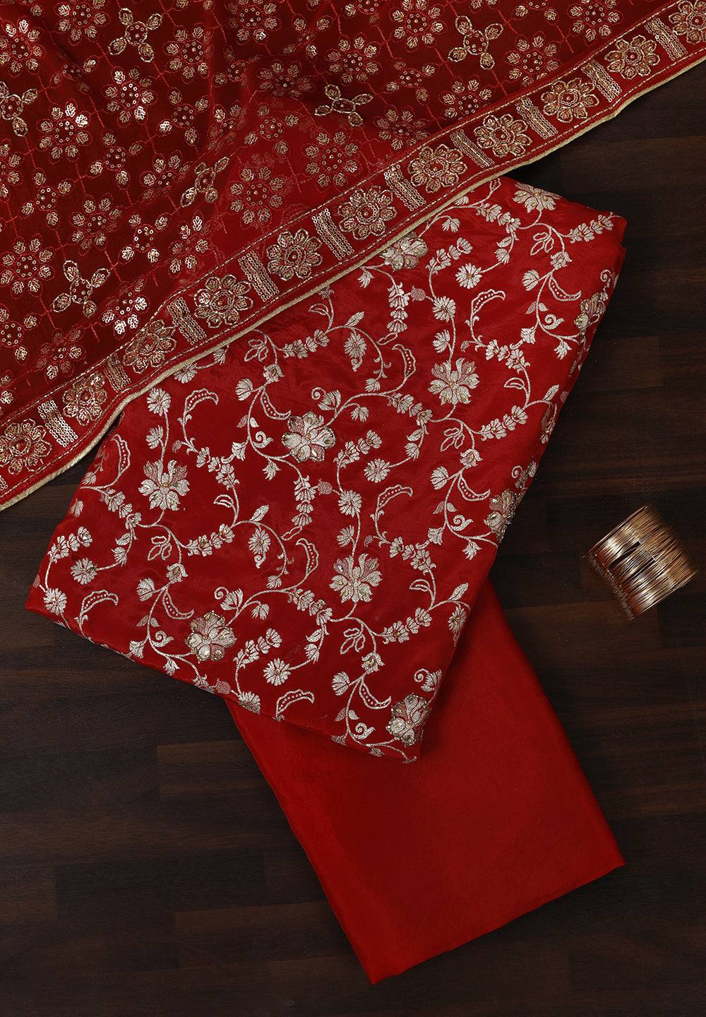 Silk Unstitched Suit with Fine Pearls Moti Work