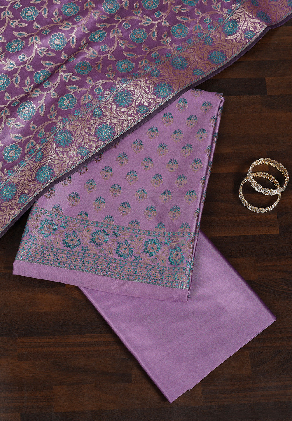 Banarasi Silk Unstitched Suit with Intricate Zari