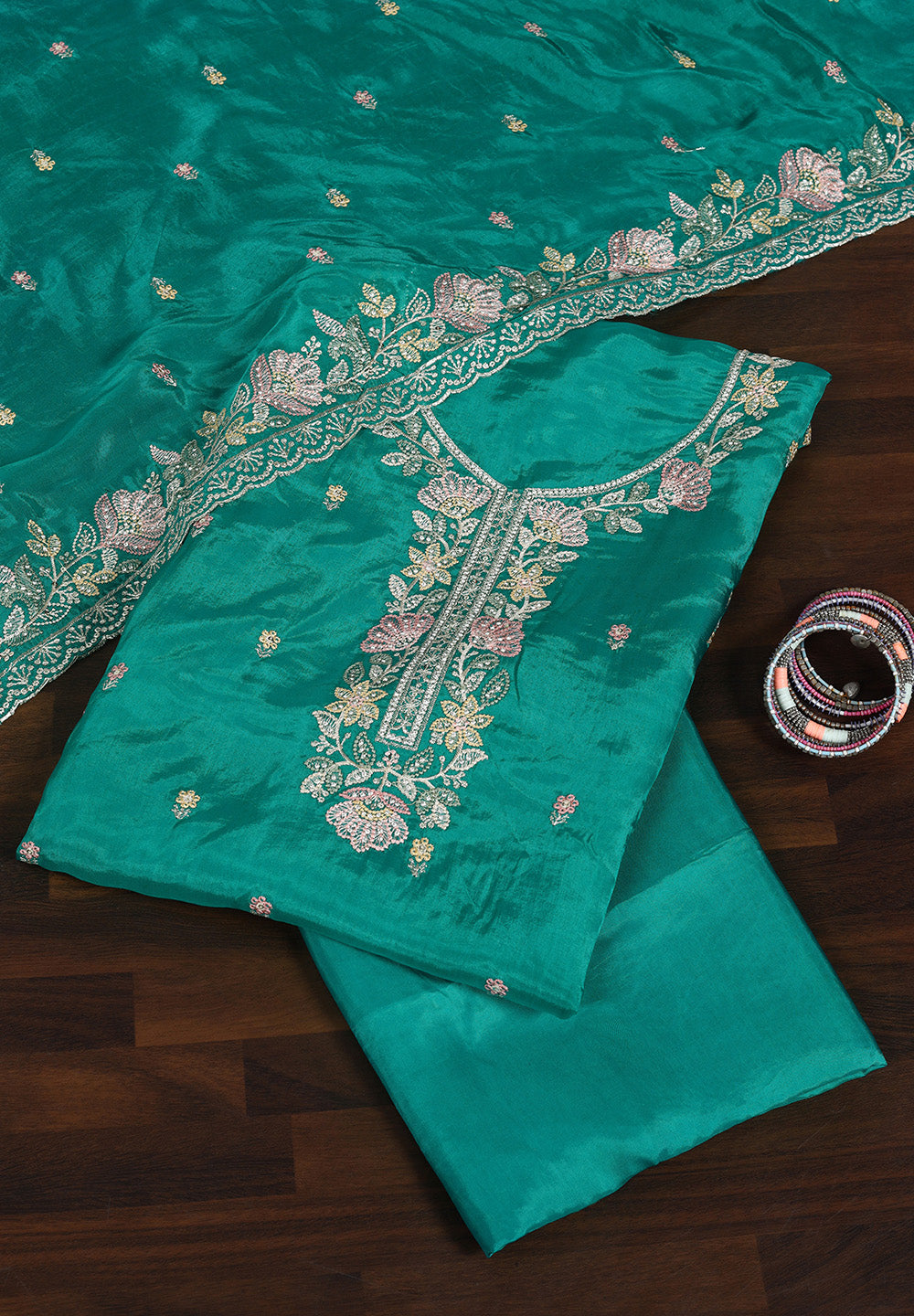 Designer Uppada Silk Suit with Thread Zarkan Work