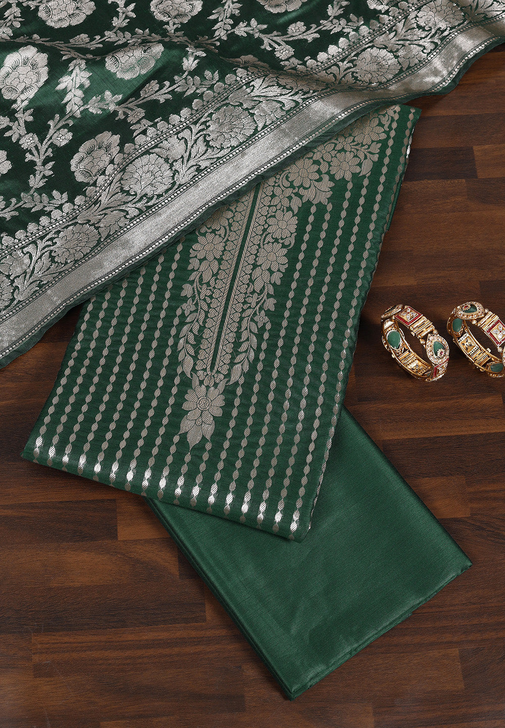Premium Banarasi Jacquard Silk Unstitched Suit