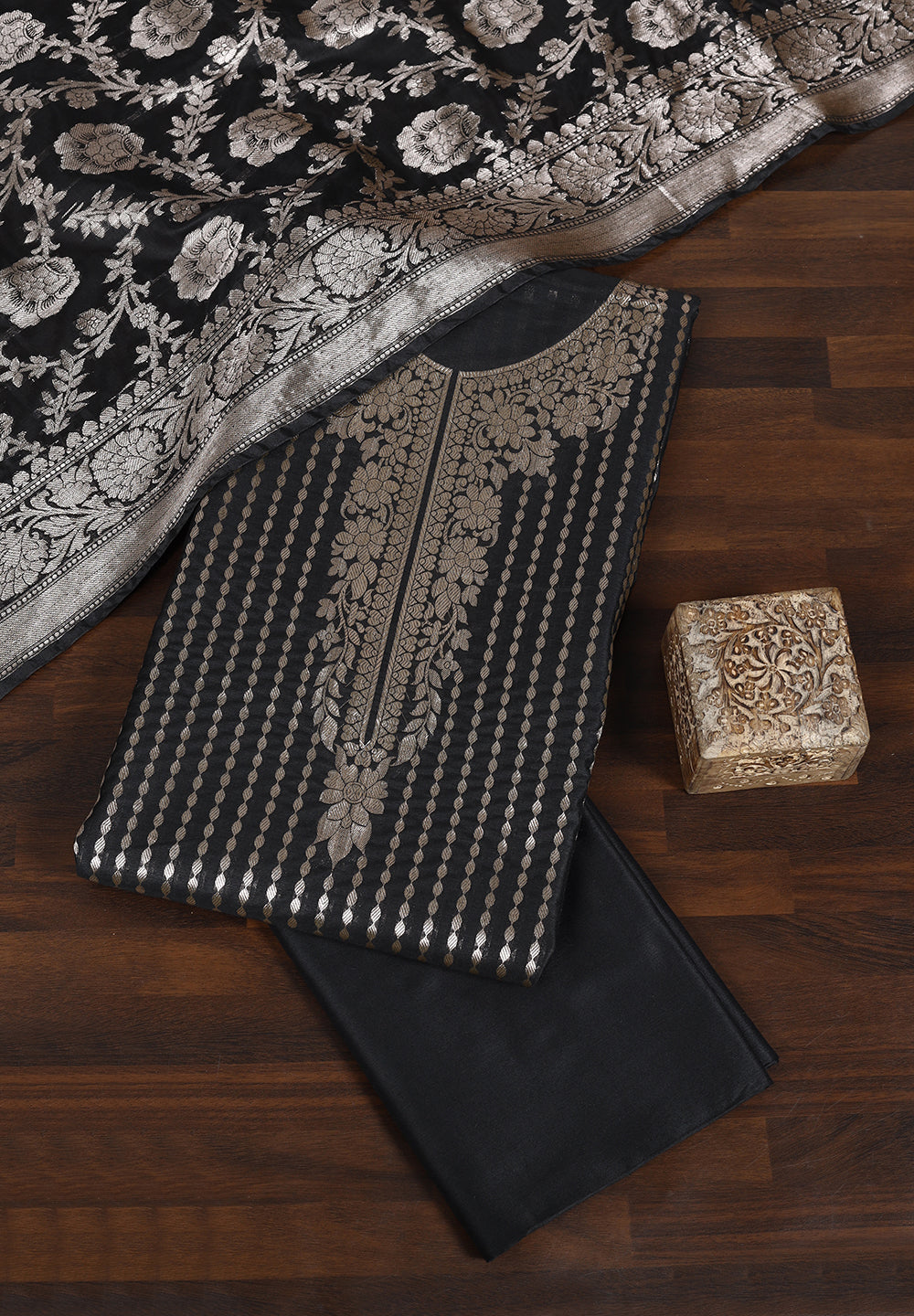 Premium Banarasi Jacquard Silk Unstitched Suit