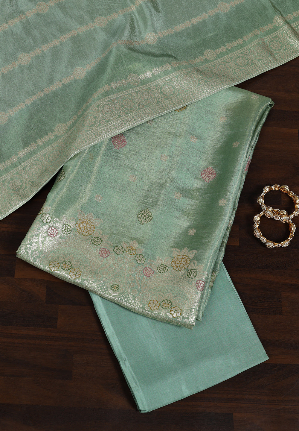 Banarasi Zari Work Suit with Art Silk Dupatta