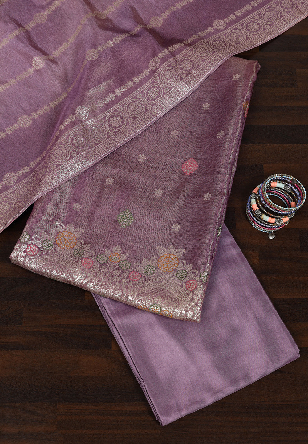 Banarasi Zari Work Suit with Art Silk Dupatta