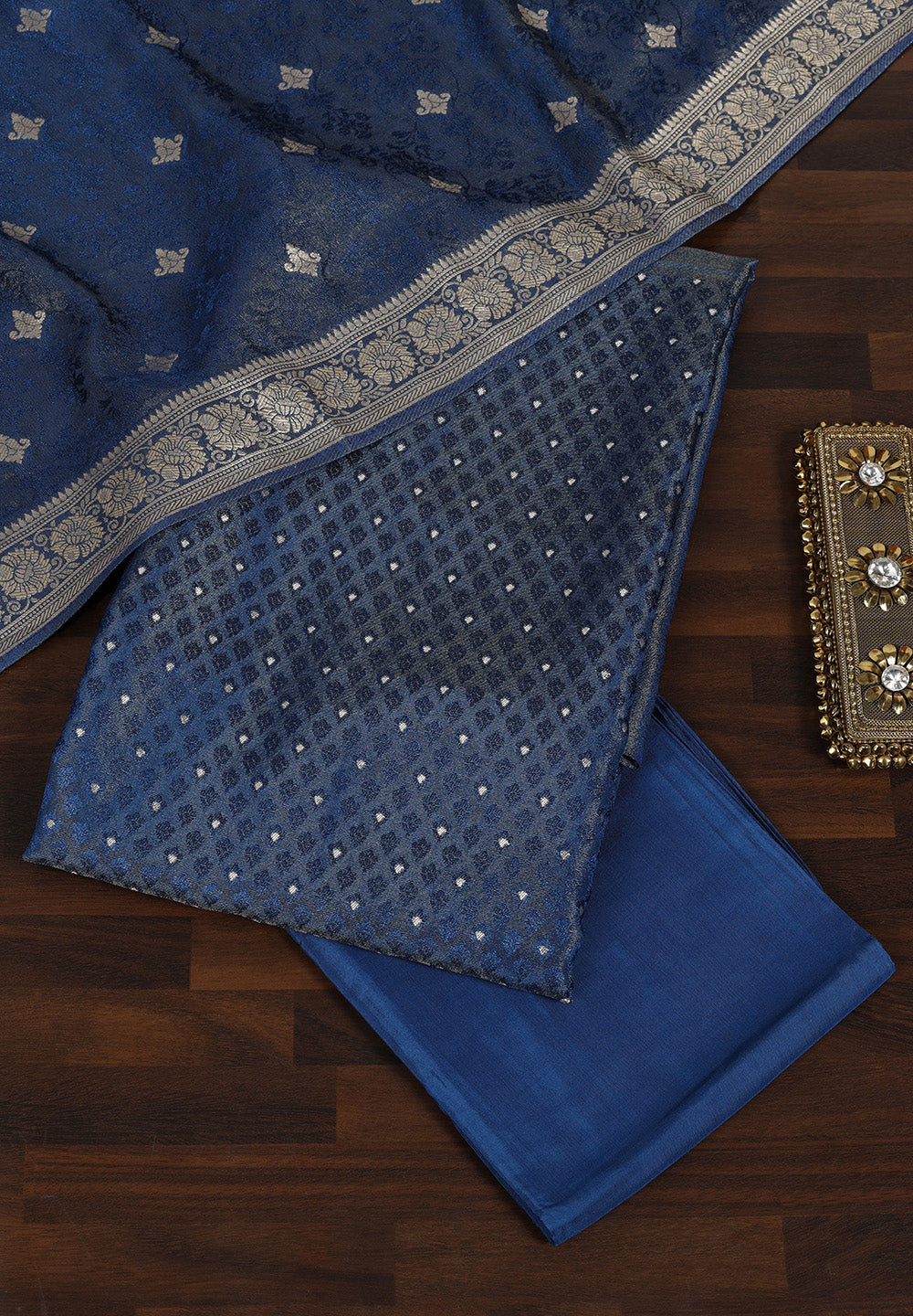 Banarasi Silk Unstitched Fabric Suit