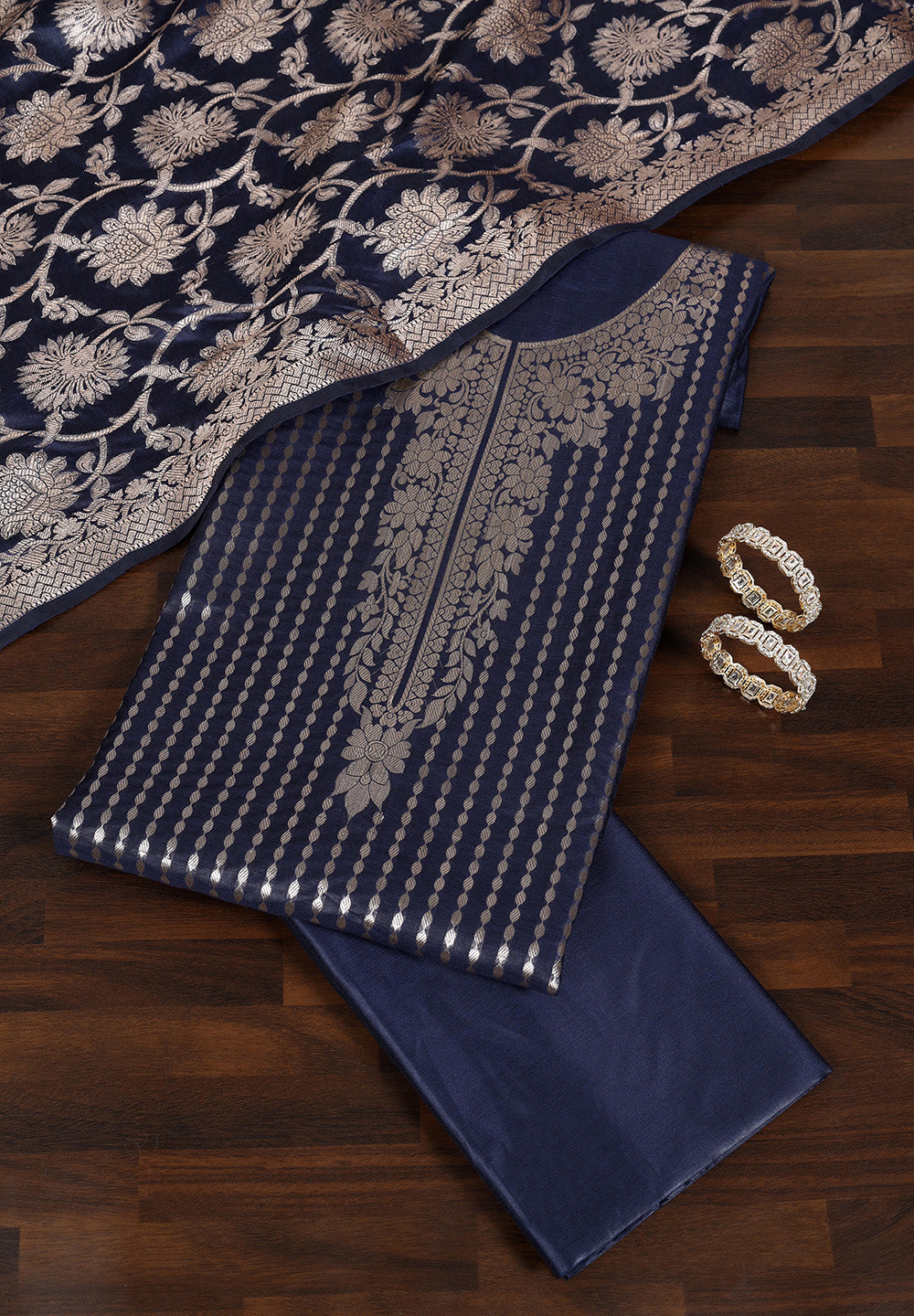 Premium Banarasi Jacquard Silk Unstitched Suit