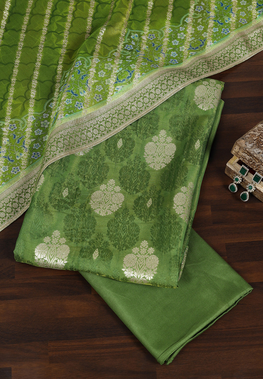 Banarasi Zari Work Suit with Art Silk Dupatta