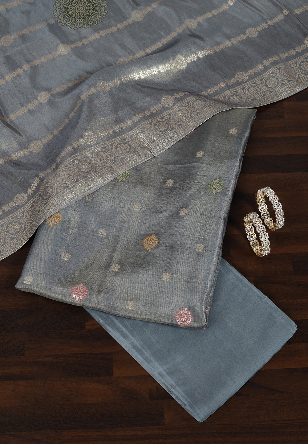 Banarasi Zari Work Suit with Art Silk Dupatta