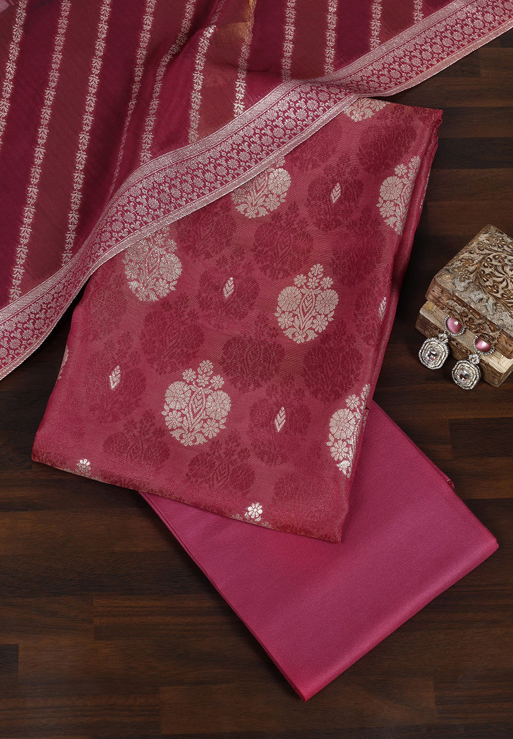 Banarasi Zari Work Suit with Art Silk Dupatta