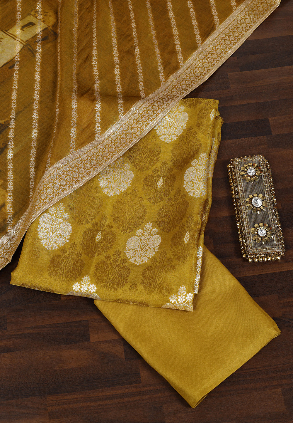 Banarasi Zari Work Suit with Art Silk Dupatta