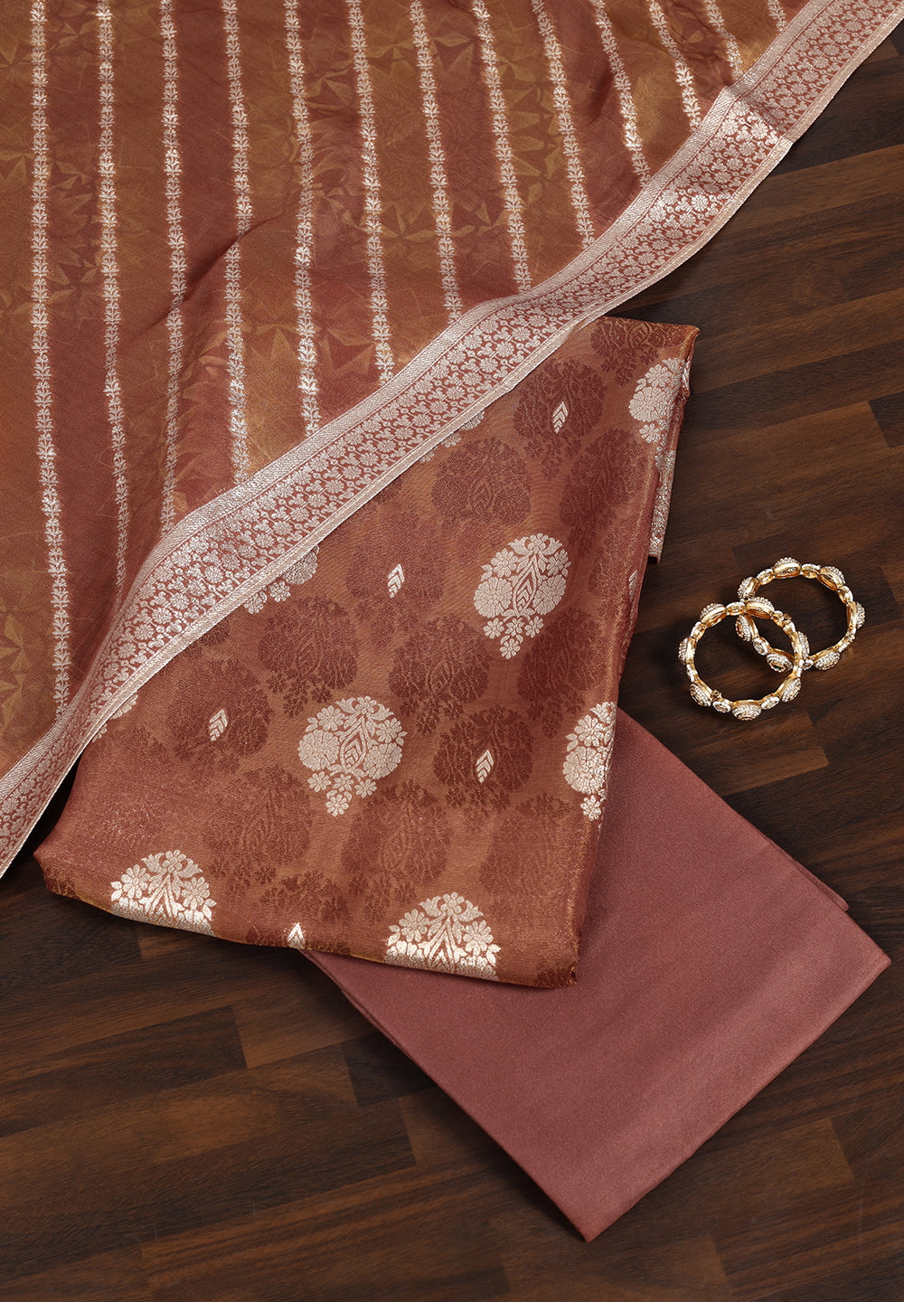 Banarasi Zari Work Suit with Art Silk Dupatta