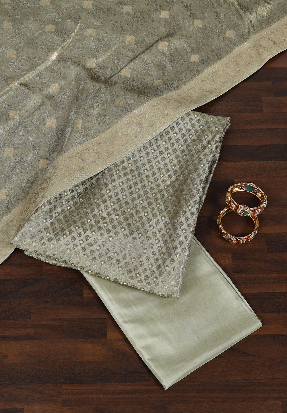 Banarasi Silk Unstitched Fabric Suit