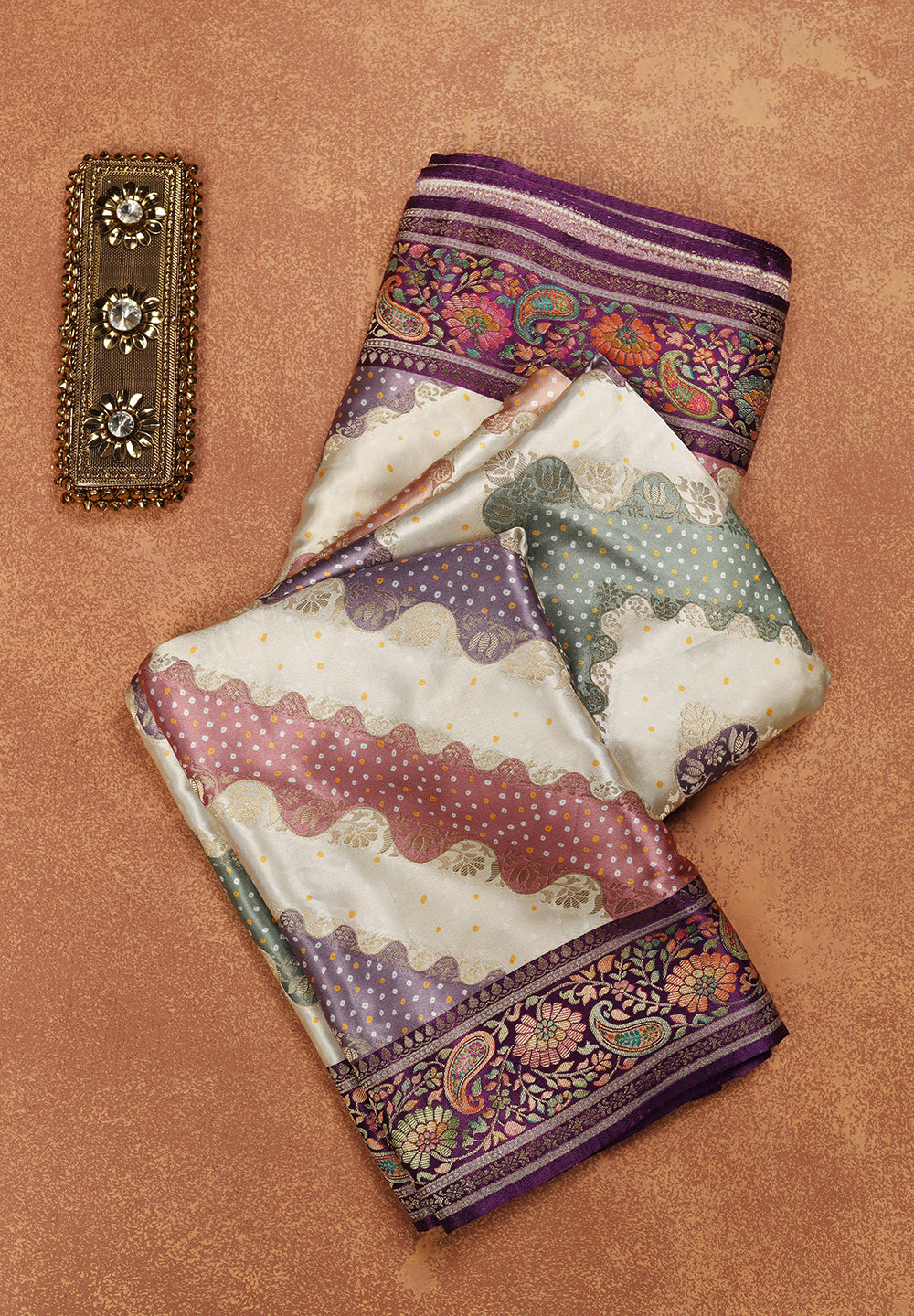 Shop Purple Satin Silk Saree for Women at Bombay Selection