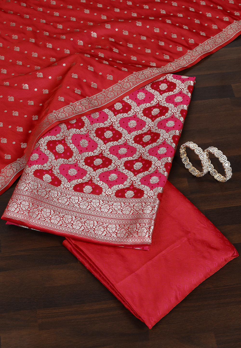 Blush Banarasi Style Suit with Gold Zari Buti & Border
