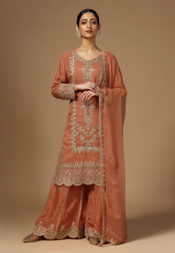 Elegance Uppada Silk Sharara Suit