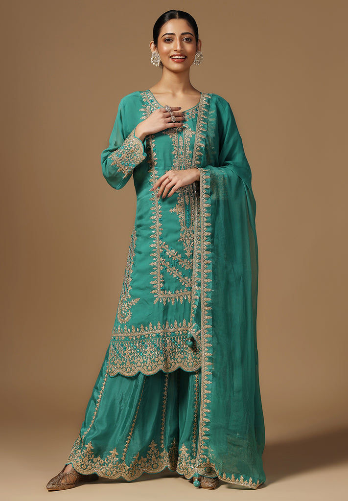 Elegance Uppada Silk Sharara Suit