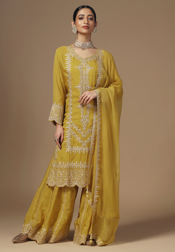 Elegance Uppada Silk Sharara Suit