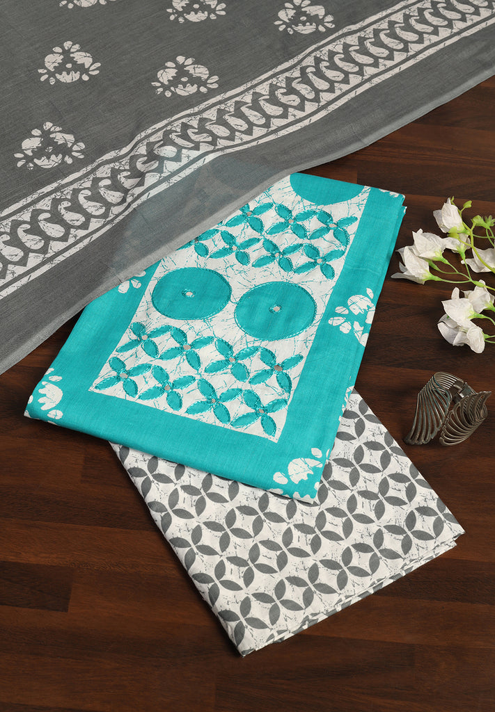 "Timeless Beauty: Cotton Unstitched Suit with Authentic Batik Print"