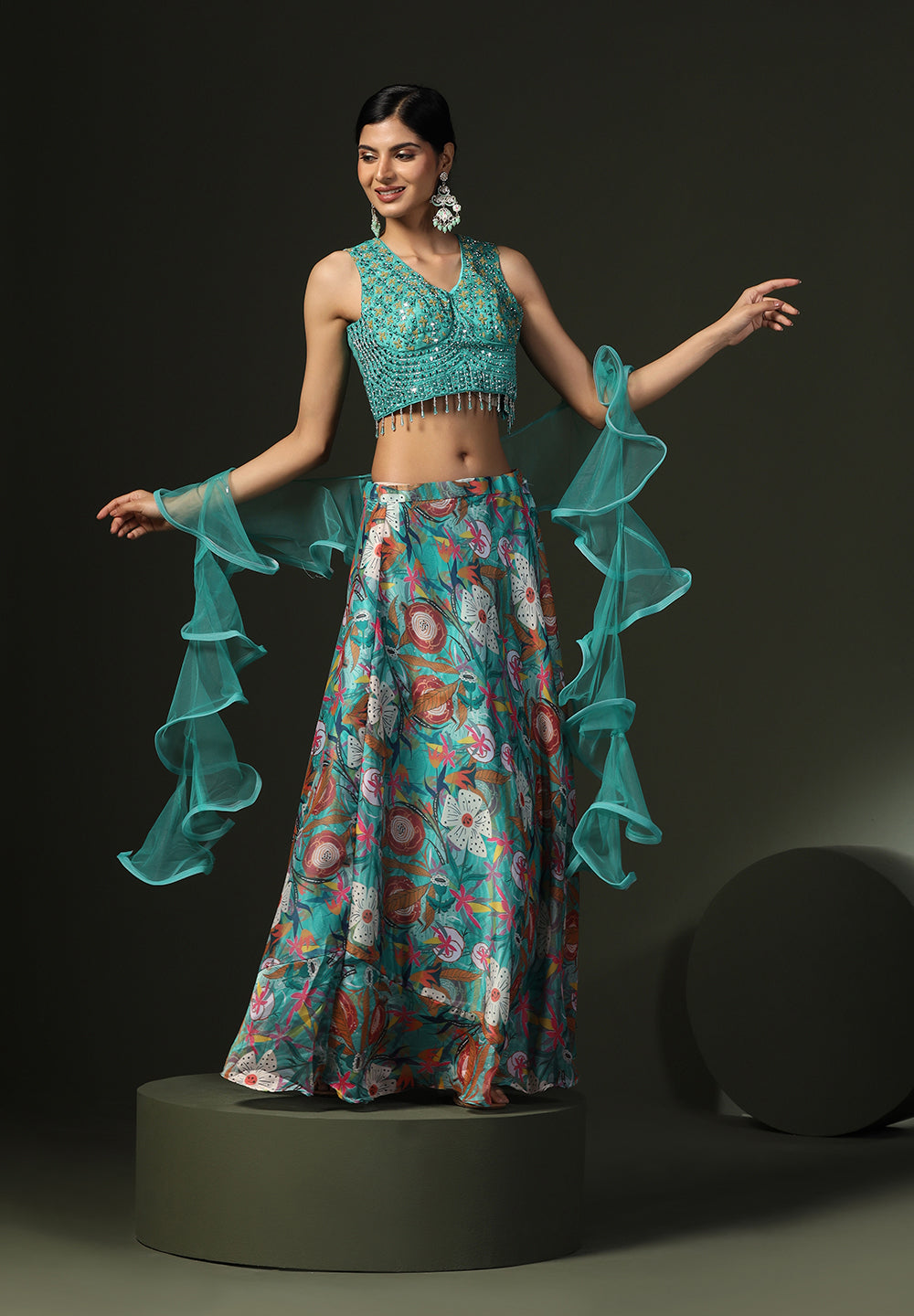 Explore Green Readymade Lehenga Set for Bride | Bombay Selections