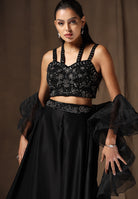 Party Wear Readymade Black Sharara set