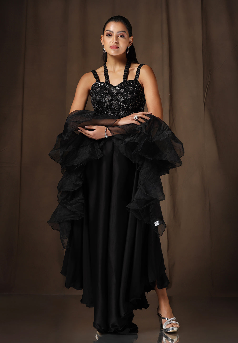 Designer Readymade Black Sharara set For Women