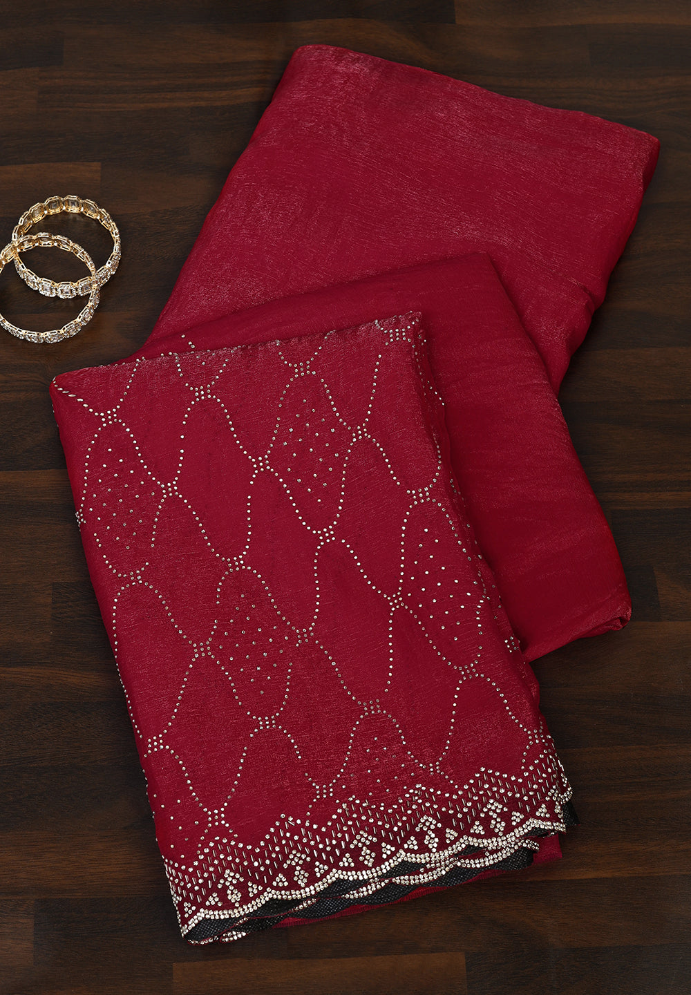 Organza Saree with Exquisite Swarovski Stone Artistry