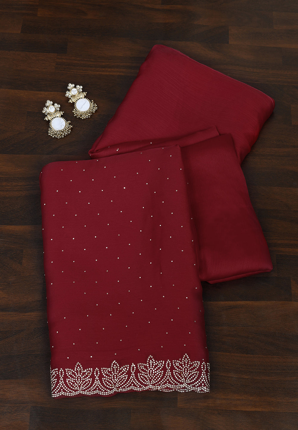 Crepe Saree with Exquisite Swarovski Work