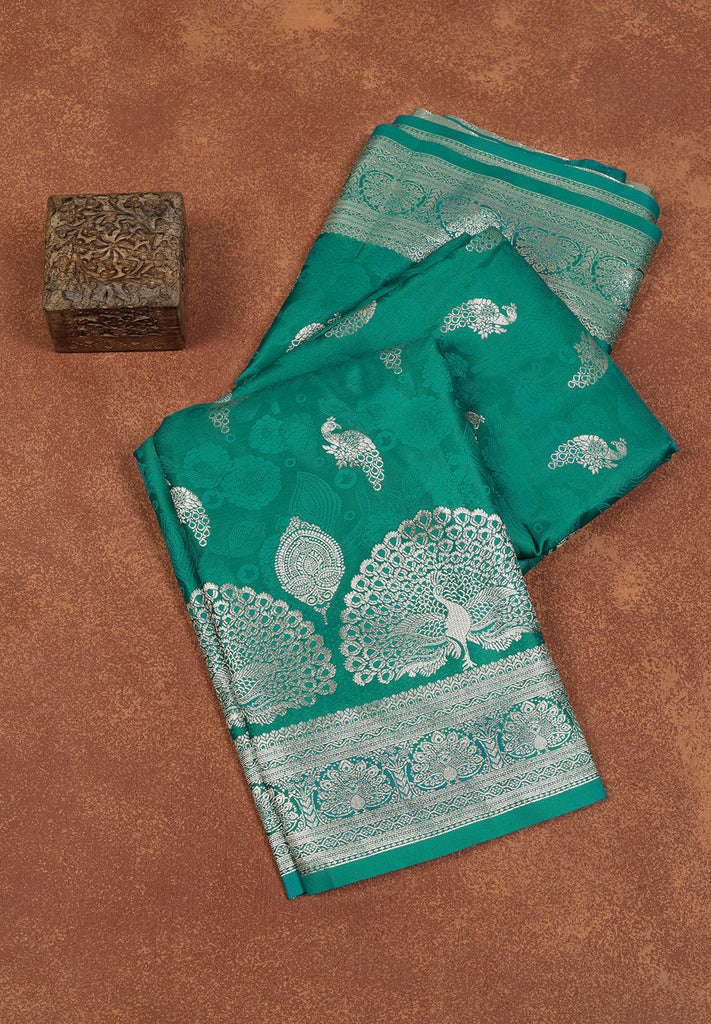 Zari, Mirror & Zircon Work on Luxurious Banarasi Silk