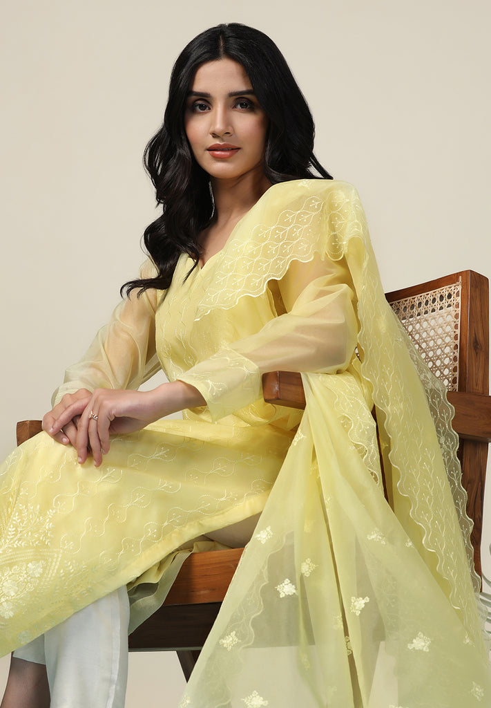 Yellow Thread Work Suit  | Bombay Selections