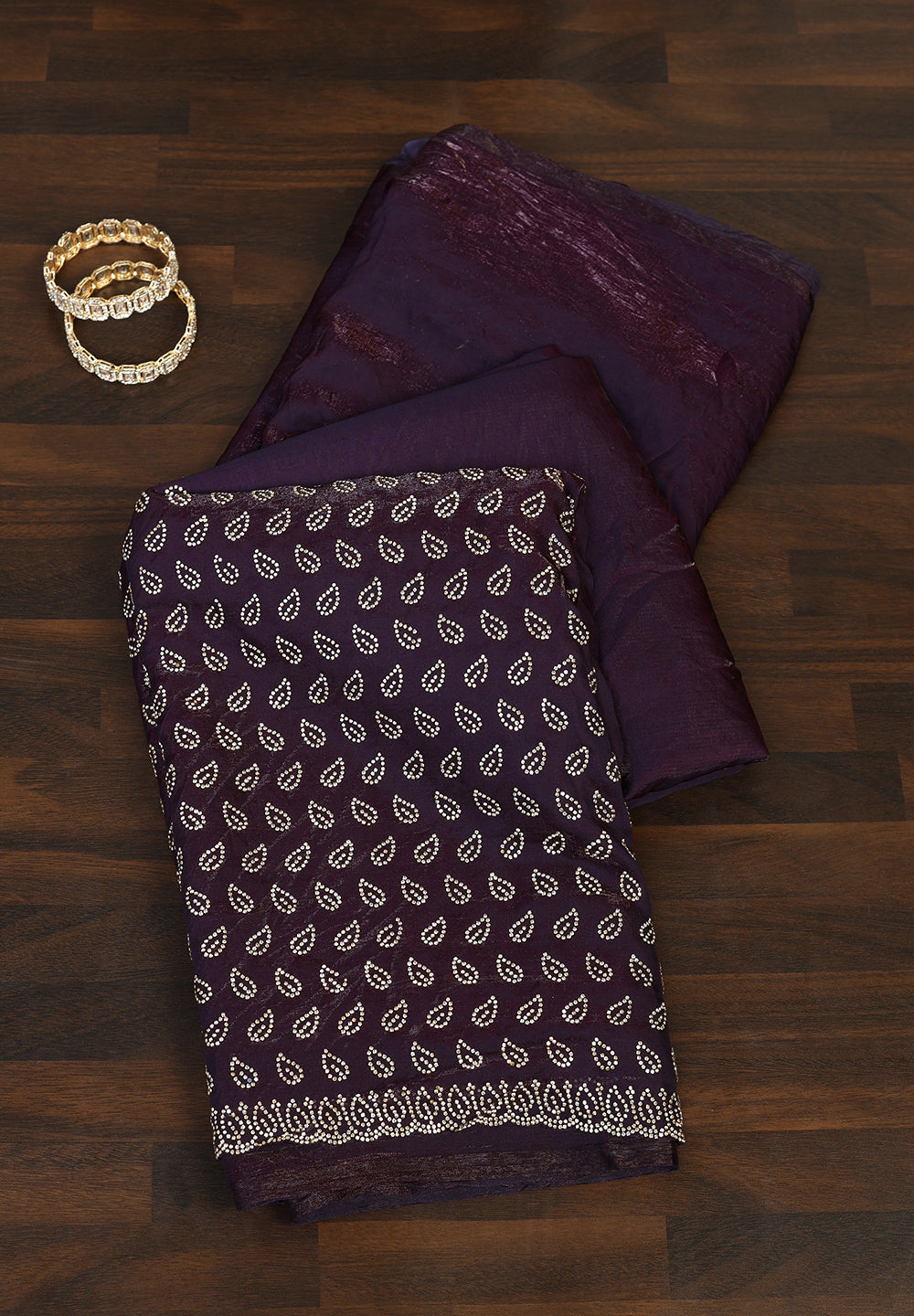 Premium Organza Saree Adorned with Hand-Placed Crystal