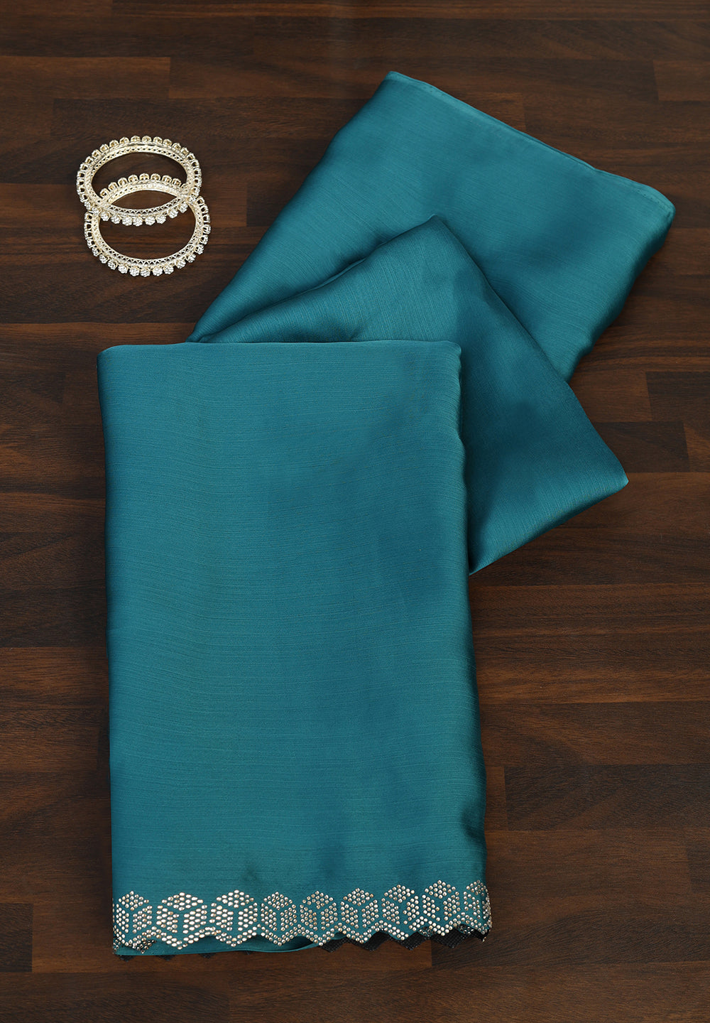 Exquisite Plum Crepe Saree with Swarovski Embellishments and Scalloped Geometric Borders