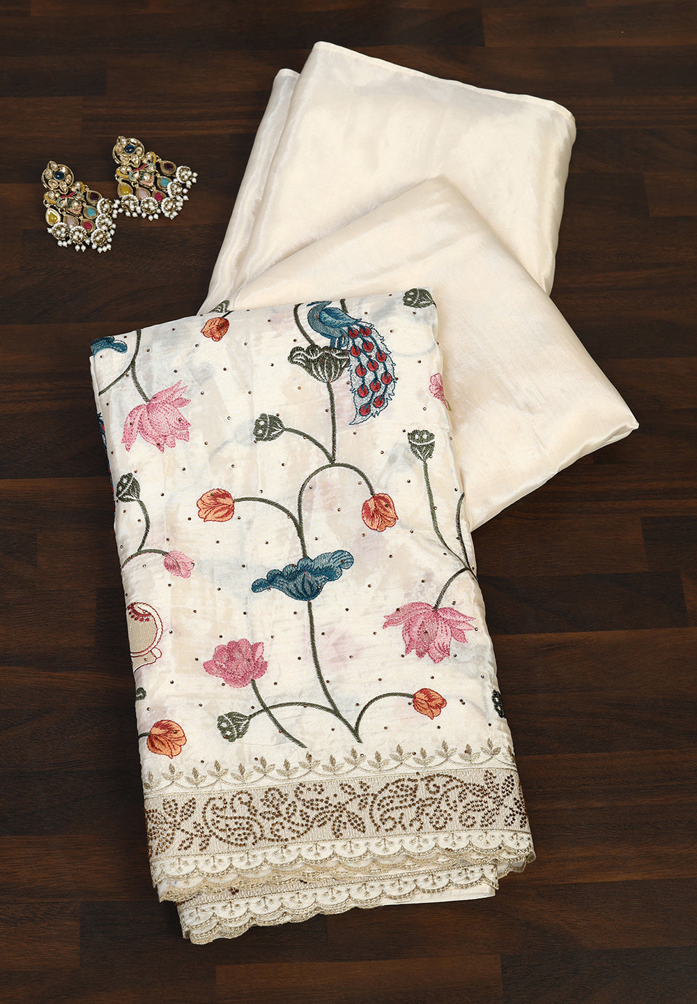 Organza Saree with Pichwai-Inspired Hand Embroidery