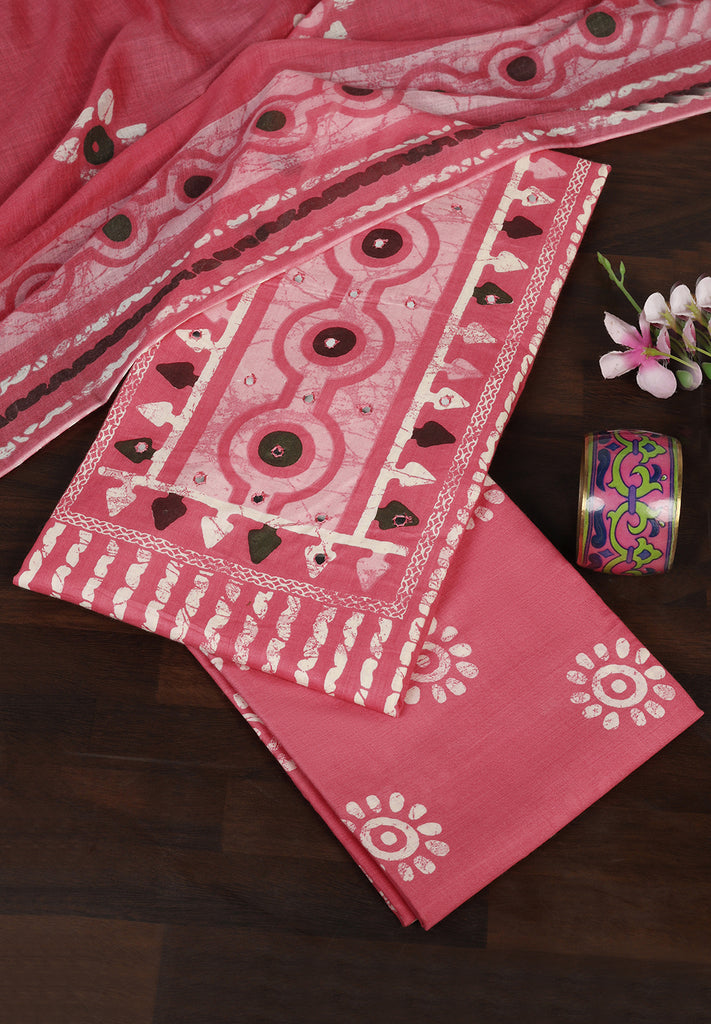 "Timeless Beauty: Cotton Unstitched Suit with Authentic Batik Print"