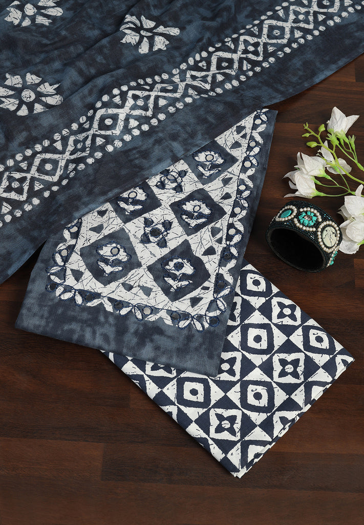 "Timeless Beauty: Cotton Unstitched Suit with Authentic Batik Print"