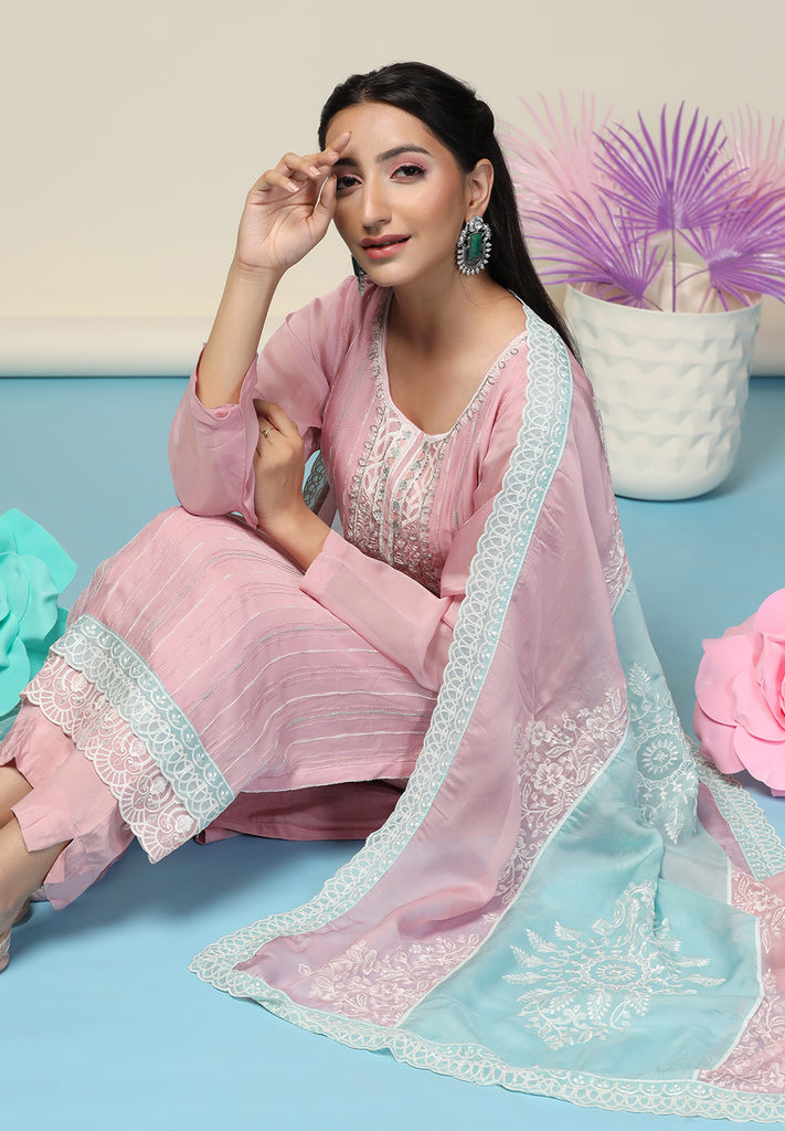 Beautiful Unstitched Organza suit Online | Bombay Selections