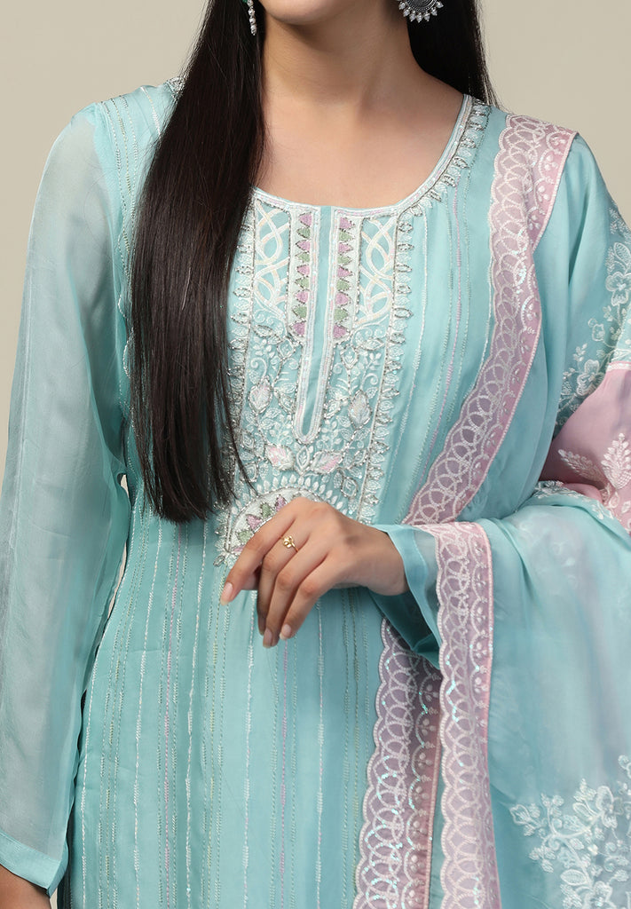 Shop Seagreen Organza Suit | Bombay Selections