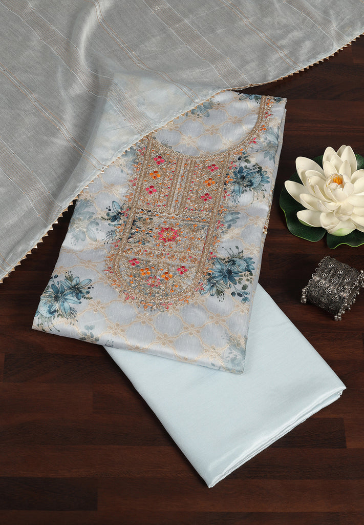 Elegant Banarasi Chanderi Unstitched Suit