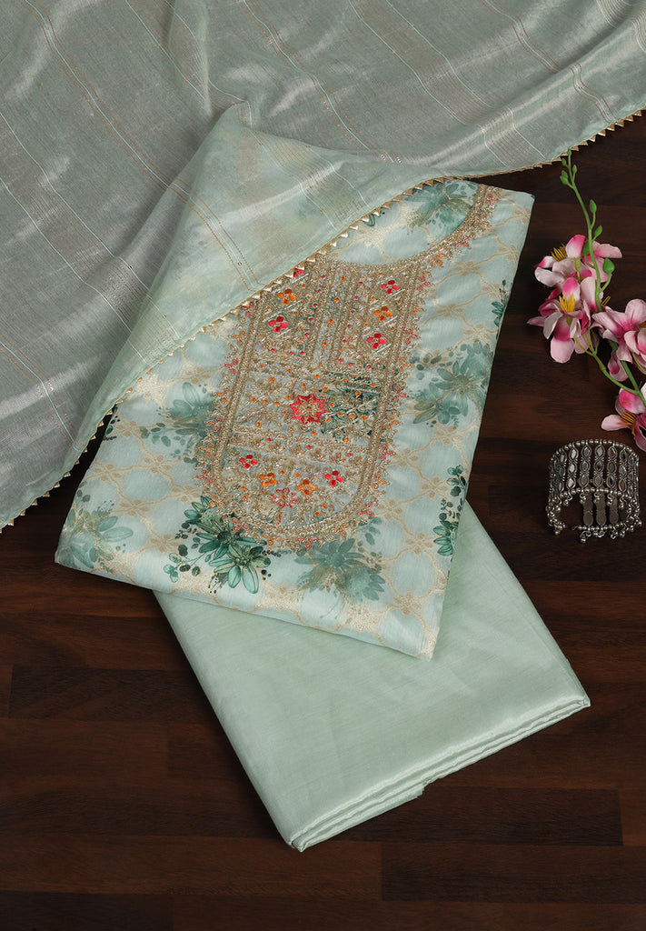 Elegant Banarasi Chanderi Unstitched Suit